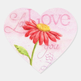 Valentine Heart Stickers Liebe Red Daisy