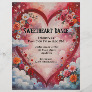 Valentine Hearts and Blume im Wolkentanz