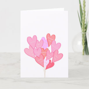 Valentine Hearts Balloons Dankeskarte