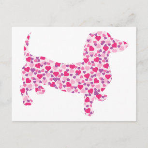Valentine Hearts Dachshund Feiertagspostkarte