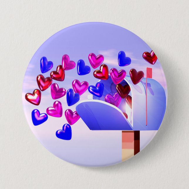Valentine Hearts Fliegen aus der Mailbox Button (Vorderseite)