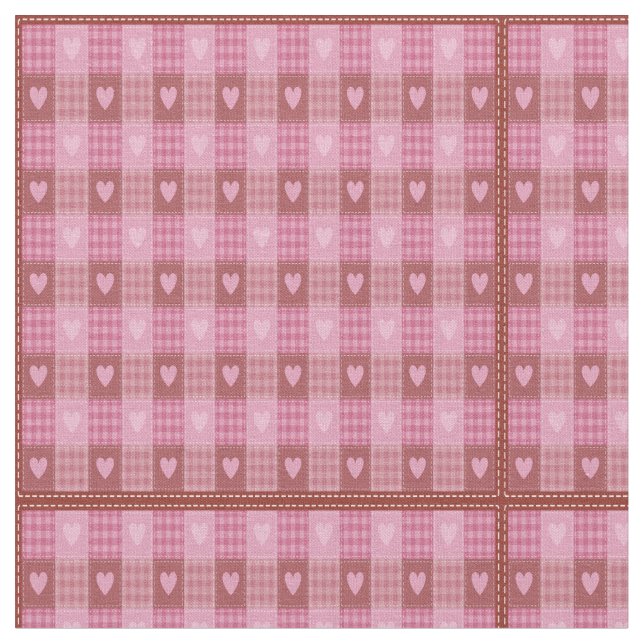 Valentine Hearts Kariert Stoff (Nahaufnahme)