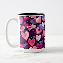 Valentine Hearts Liebe Nahtloses Muster Zweifarbige Tasse