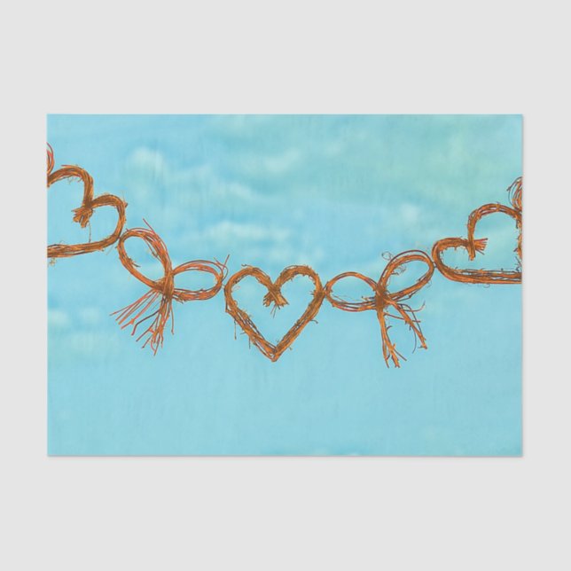 Valentine Hearts Niedlich Whimsisches Aquamarines  Seidenpapier (Vorderseite)