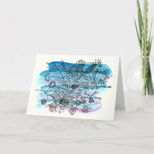 Valentine Hearts on Blue und Lila anpassbar Feiertagskarte