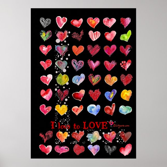 Valentine Hearts Poster in Schwarz (Vorne)