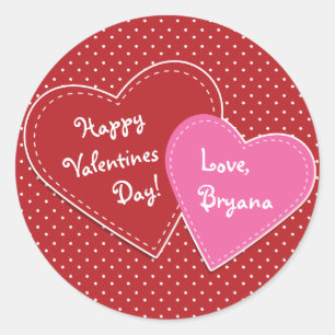 Valentine Hearts Rosa & Rot Modern Süße Party Runder Aufkleber