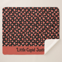 Valentine Hearts & Stars Muster Sherpa Blanket Sherpadecke