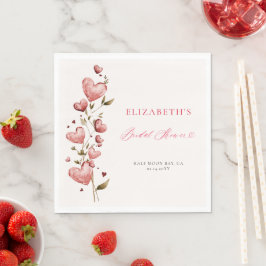 Valentine Hearts Vines Whimsical Bridal Shower Serviette