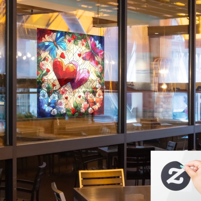 Valentine Hearts Window Clying Fensteraufkleber (Restaurantfenster)