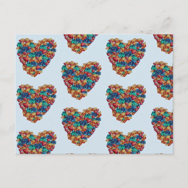 Valentine Hearts, zeichnend Herzen Postkarte (Vorderseite)