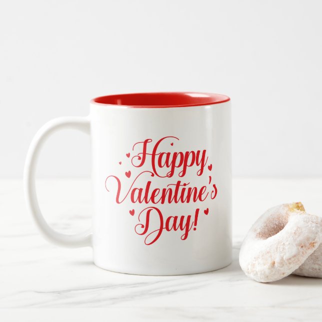 Valentine Hearts  Zweifarbige Tasse (Mit Donut)