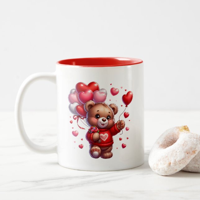 Valentine Hearts  Zweifarbige Tasse (Mit Donut)