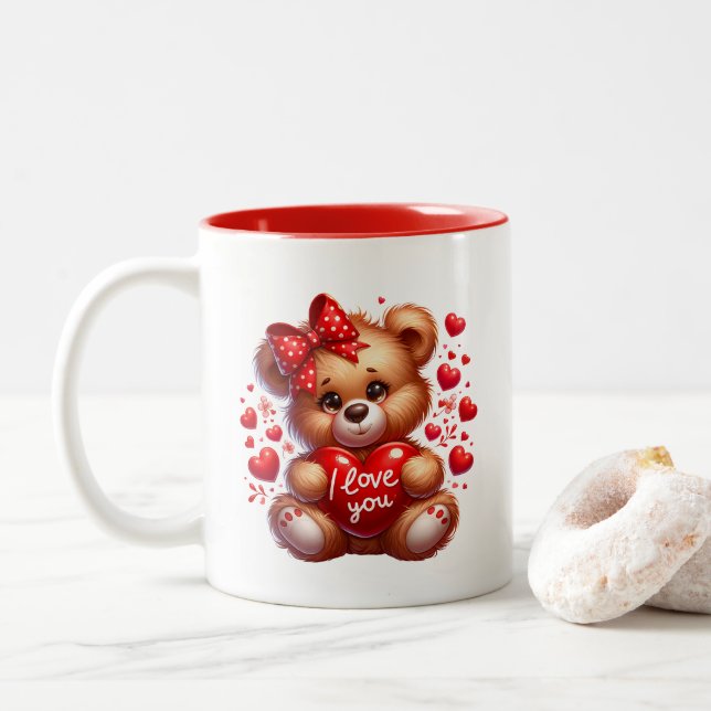Valentine Hearts  Zweifarbige Tasse (Mit Donut)