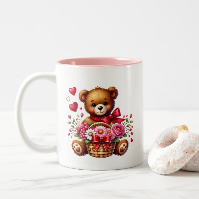 Valentine Hearts  Zweifarbige Tasse (Mit Donut)