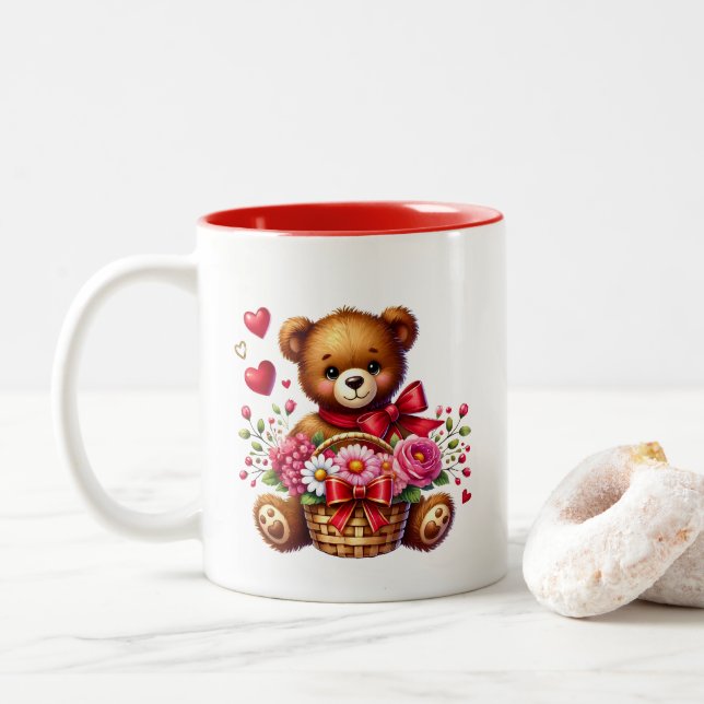 Valentine Hearts  Zweifarbige Tasse (Mit Donut)
