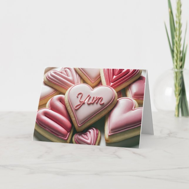 Valentine Herz Cookies Feiertagskarte (Vorderseite)