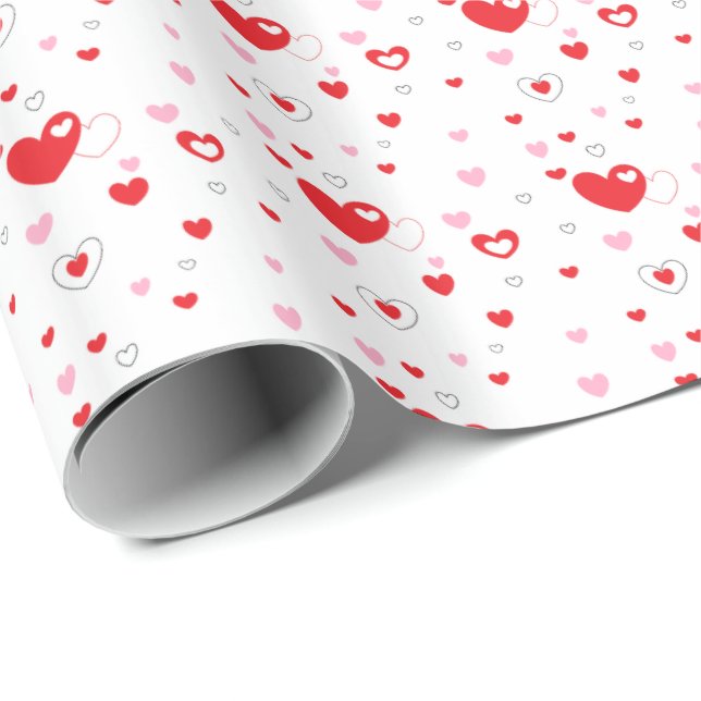 Valentine Herz Design Geschenkpapier Wrap Wrapping (Rolleneckpunkt)