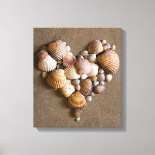 Valentine-Herz gemacht mit Muscheln Leinwanddruck