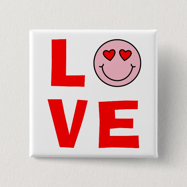 Valentine-Herz mustert Emoji Liebe Button (Vorderseite)