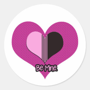 Valentine Herz Rosa und Schwarz Sei Mein Runder Aufkleber