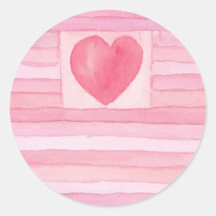 Valentine Herz und Streifen Runder Aufkleber