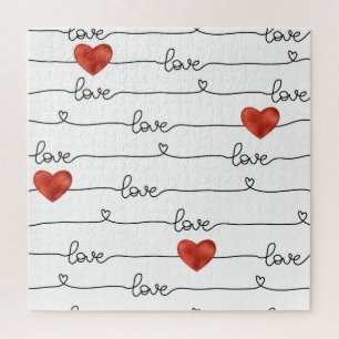 Valentine-Herzen: 3D-Liniendesign Puzzle