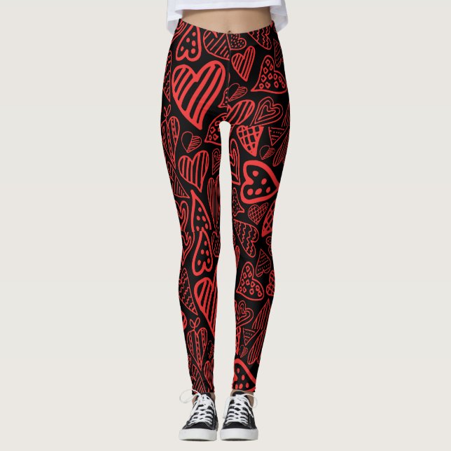 Valentine_herzen Leggings schwarz (Vorderseite)