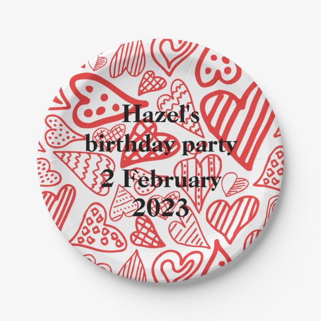 Valentine_herzen Party Pappteller (Vorderseite)