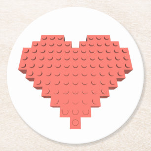 Valentine Herzform Runder Pappuntersetzer