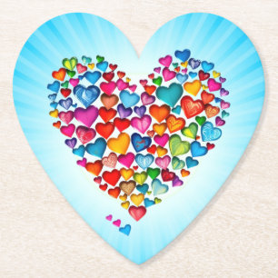Valentine Herzform Wasserfarben Design-57393 Untersetzer