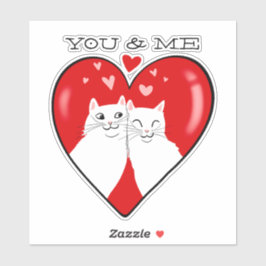 Valentine Herzkatzchen YOU & ME Aufkleber