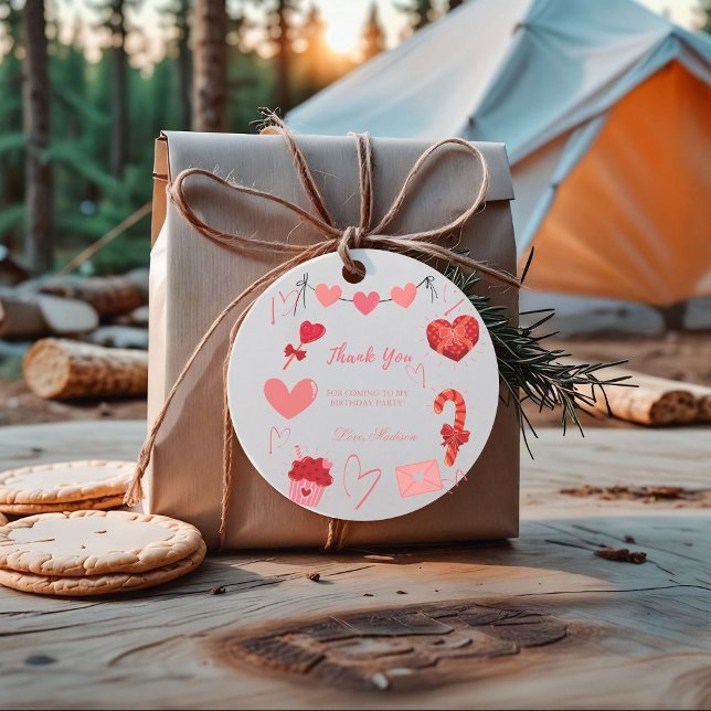 Valentine herzliche Geburtstagsparty danke Geschenkanhänger (Von Creator hochgeladen)