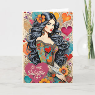 Valentine Hippie mit floraler Herzkleidung Ankündigung