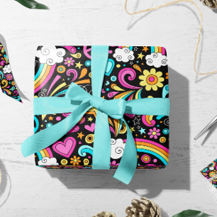 Valentine Hippie Peace Liebe   Valentine Gift Wrap Geschenkpapier