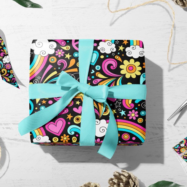 Valentine Hippie Peace Liebe | Valentine Gift Wrap Geschenkpapier (Von Creator hochgeladen)