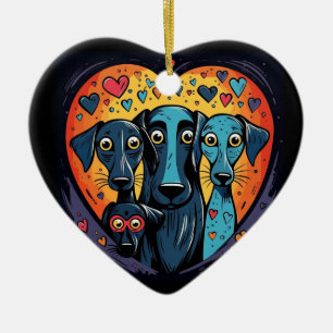 Valentine Hogs Heart Keramik Ornament