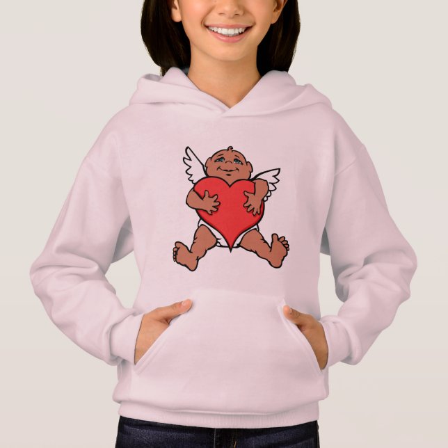 Valentine Hoodies Girl Pink Cupid Sweatshirt (Vorderseite)