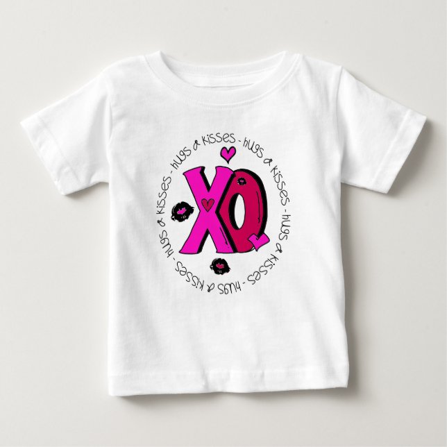 Valentine Hugs und Kisses Baby T-shirt (Vorderseite)