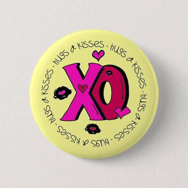 Valentine Hugs und Kisses Button (Vorderseite)