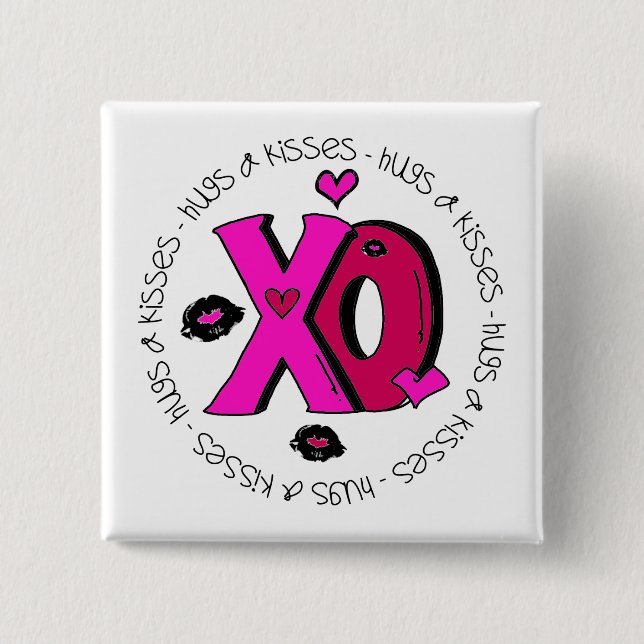 Valentine Hugs und Kisses Button (Vorderseite)