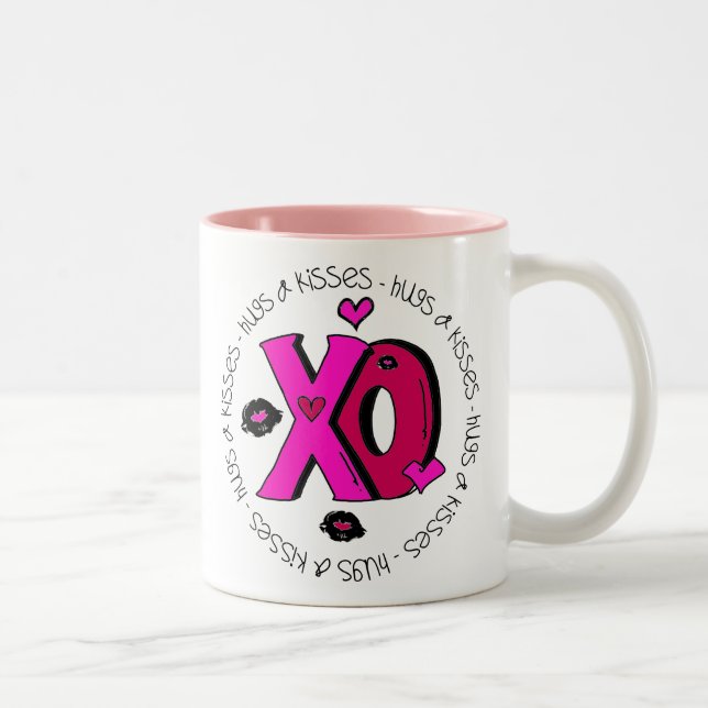 Valentine Hugs und Kisses Zweifarbige Tasse (Rechts)