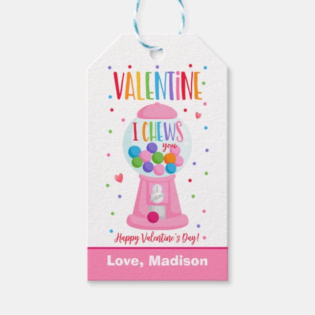 Valentine I Cheke You Bubble Gum School Klassroom Geschenkanhänger (Vorderseite)