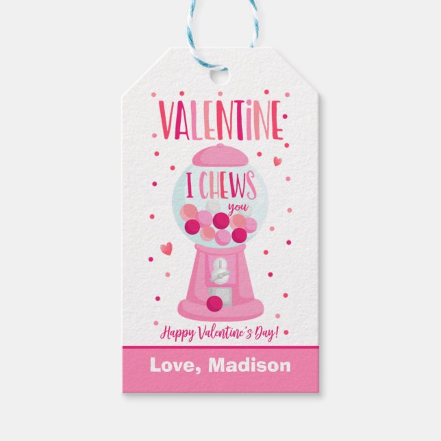 Valentine I Cheke You Bubble Gum School Klassroom Geschenkanhänger (Vorderseite)
