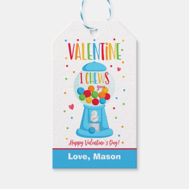 Valentine I Cheke You Bubble Gum School Klassroom Geschenkanhänger (Vorderseite)