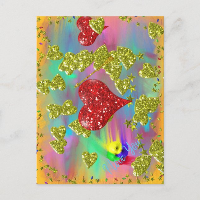 Valentine I Liebe You Postkarte (Vorderseite)