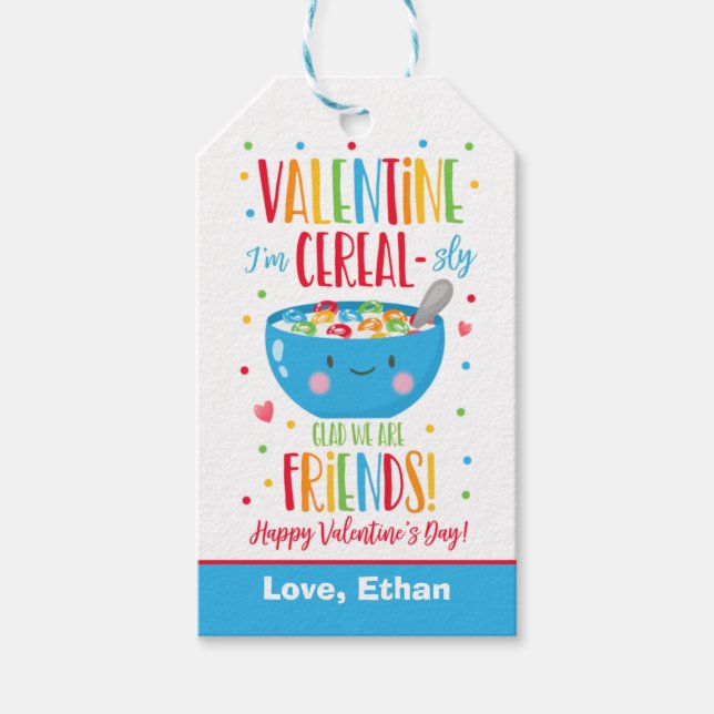Valentine I m Cereal Klassenschule Geschenkanhänger (Vorderseite)