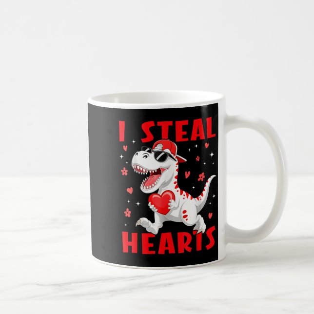 Valentine I Steal Hearts T-rex Dinosaur Baby Boy T Kaffeetasse (Rechts)