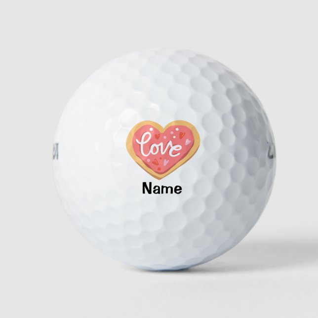 Valentine ist mit LIEBE rotes Herz zu Golfer Golfball (Vorderseite)