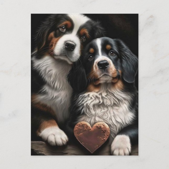 Valentine/Jubiläum Hunde Gruß Postkarte (Vorderseite)